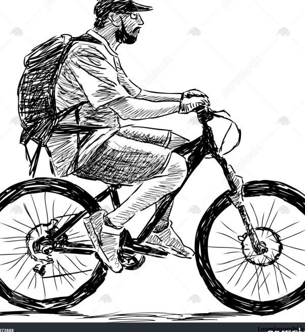 عکس نقاشی مرد دوچرخه سوار